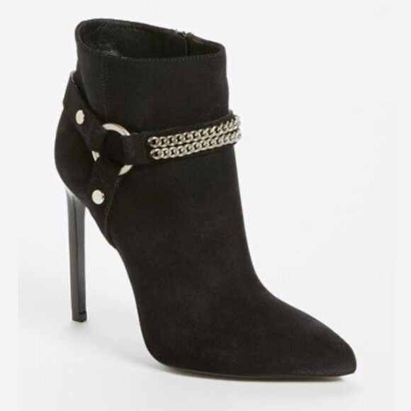YSL Saint Laurent Paris 110 Black Suede Harness Chain Ankle Boots EU 40/ US 10 - Picture 12 of 12